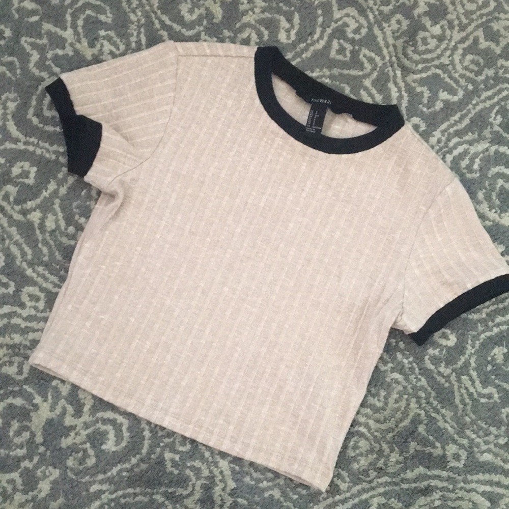 Cute Tan Ribbed Crop Top!